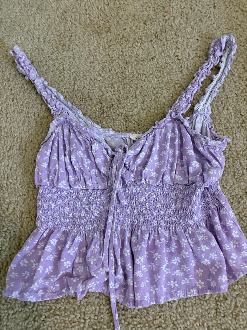 La Hearts Lavender Floral Smocked Camisole